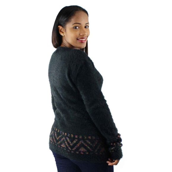 Aztec Print Pullover Fuzzy Sweater - Picture 8 of 8
